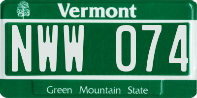 VT license plate NWW074