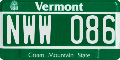 VT license plate NWW086