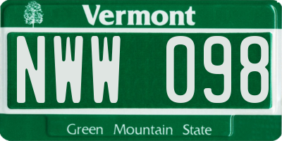 VT license plate NWW098