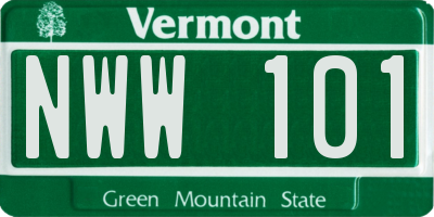 VT license plate NWW101