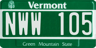 VT license plate NWW105