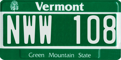 VT license plate NWW108