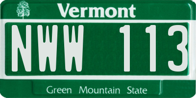 VT license plate NWW113