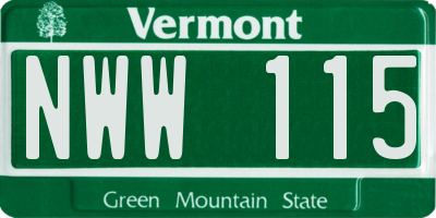 VT license plate NWW115
