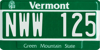 VT license plate NWW125