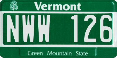 VT license plate NWW126