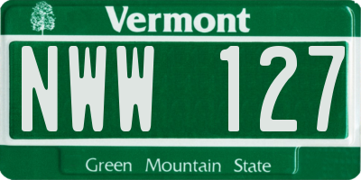 VT license plate NWW127