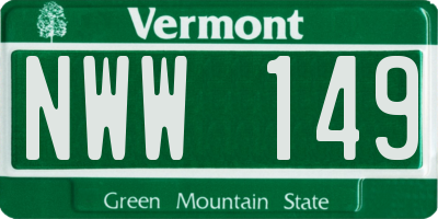 VT license plate NWW149