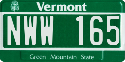 VT license plate NWW165