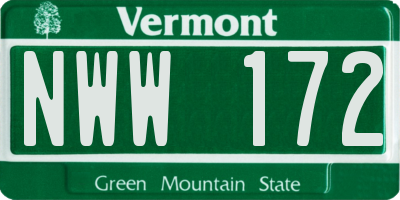 VT license plate NWW172