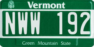 VT license plate NWW192