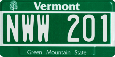 VT license plate NWW201
