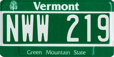 VT license plate NWW219