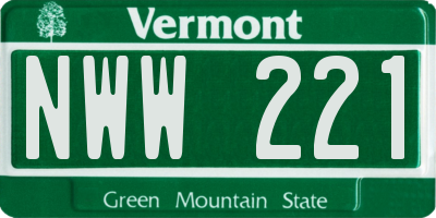 VT license plate NWW221