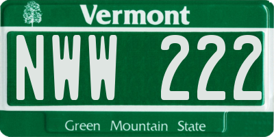 VT license plate NWW222