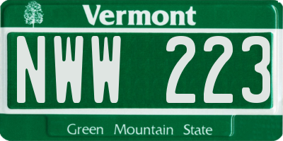 VT license plate NWW223