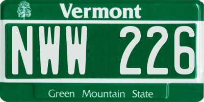 VT license plate NWW226