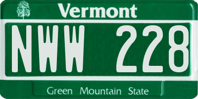 VT license plate NWW228