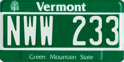 VT license plate NWW233