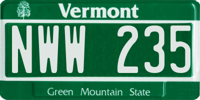 VT license plate NWW235