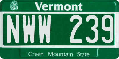 VT license plate NWW239