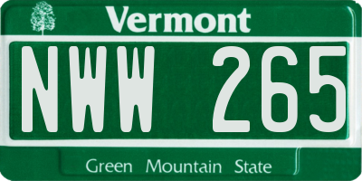 VT license plate NWW265