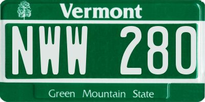 VT license plate NWW280