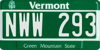 VT license plate NWW293