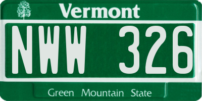 VT license plate NWW326