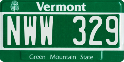 VT license plate NWW329
