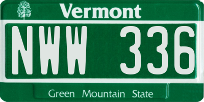 VT license plate NWW336