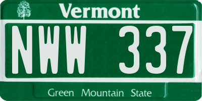 VT license plate NWW337
