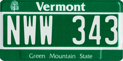 VT license plate NWW343