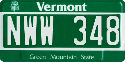 VT license plate NWW348