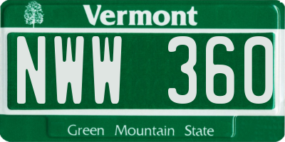 VT license plate NWW360