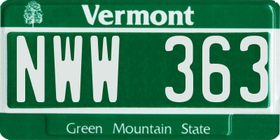VT license plate NWW363