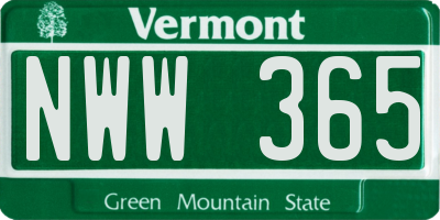 VT license plate NWW365