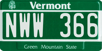 VT license plate NWW366