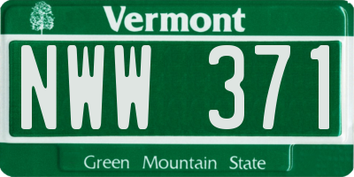 VT license plate NWW371
