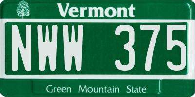 VT license plate NWW375