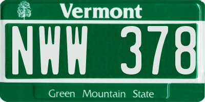 VT license plate NWW378