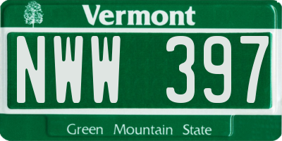VT license plate NWW397