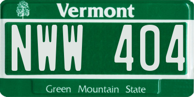 VT license plate NWW404