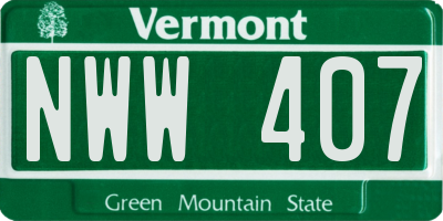 VT license plate NWW407