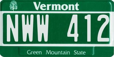 VT license plate NWW412