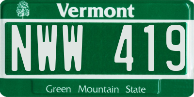 VT license plate NWW419