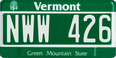 VT license plate NWW426