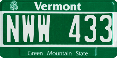 VT license plate NWW433
