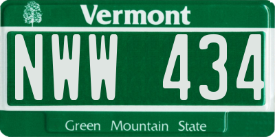 VT license plate NWW434