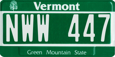 VT license plate NWW447